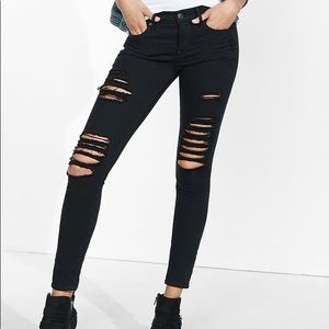 Express Distressed Black Denim Jeans
